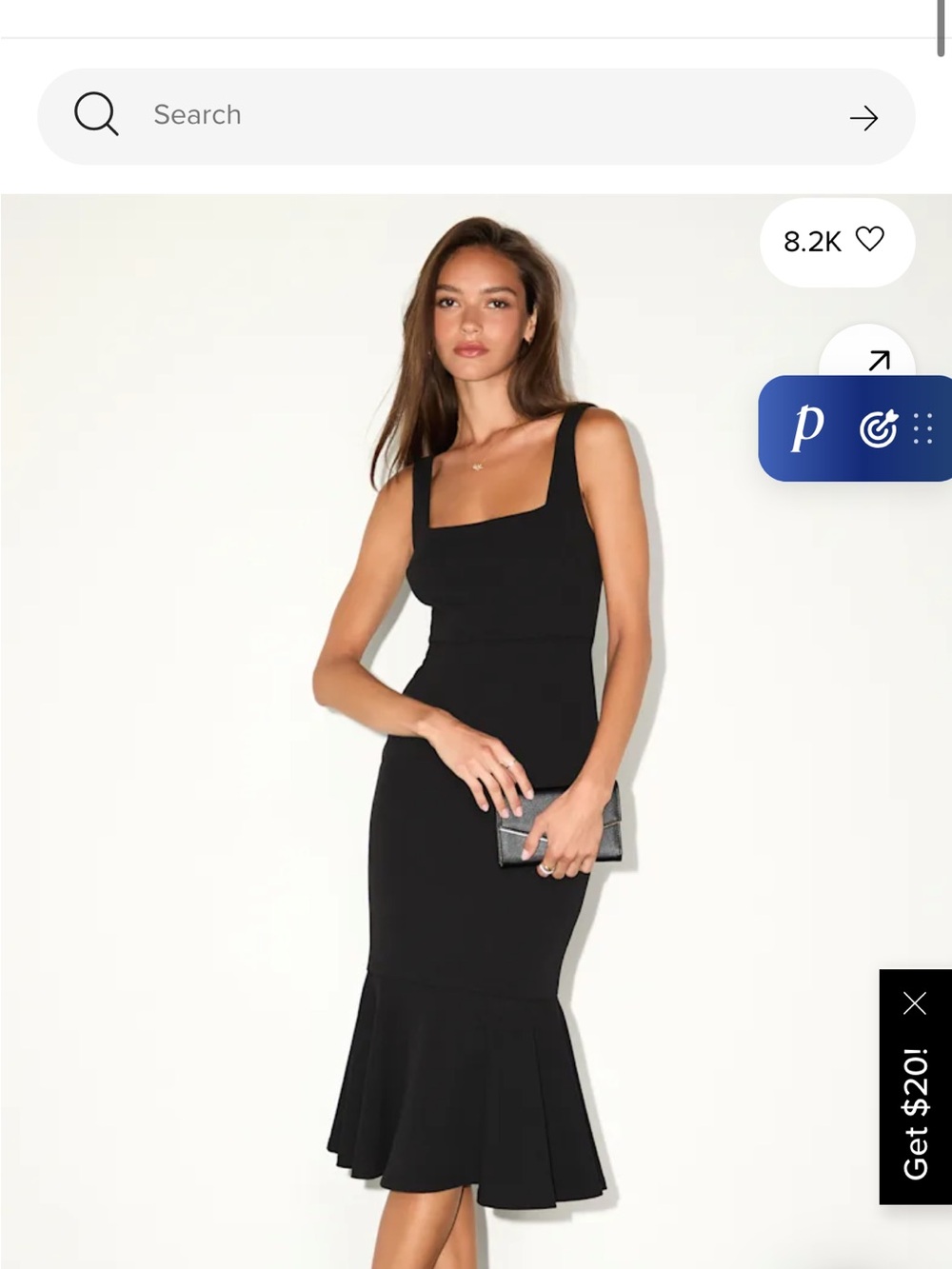 Lulu's Black Square-Neck Flared-Hem Midi Dress